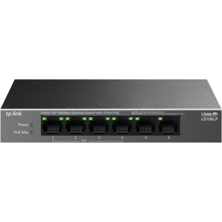 6-port fast ethernet unmanaged switch with 4 poe ports litewave-ls106lp 41w
