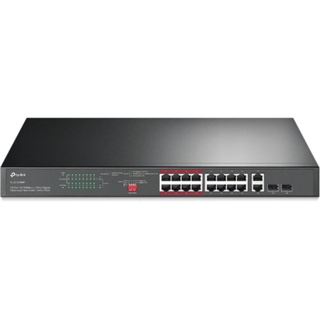 unmanaged fast-ethernet-poe+-switch mit 16 ports und 2 gigabit-ports tl-sl1218mp 2x-sfp