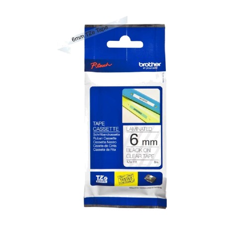 laminated black-on-clear label tape tze-111 6mm
