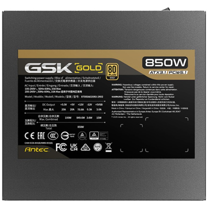 ANTEC Alimentatore per PC GSK850 V2 EC 850W 80 PLUS-GOLD