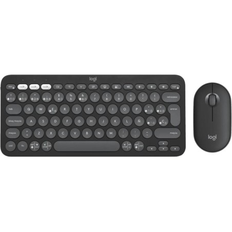 combo compatto di tastiera e mouse wireless bluetooth, layout spagnolo pebble-2 qwerty-es
