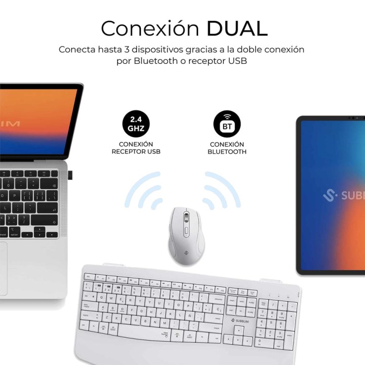 SUBBLIM Kabelloses Tastatur-Maus-Set mit dualer Bluetooth-