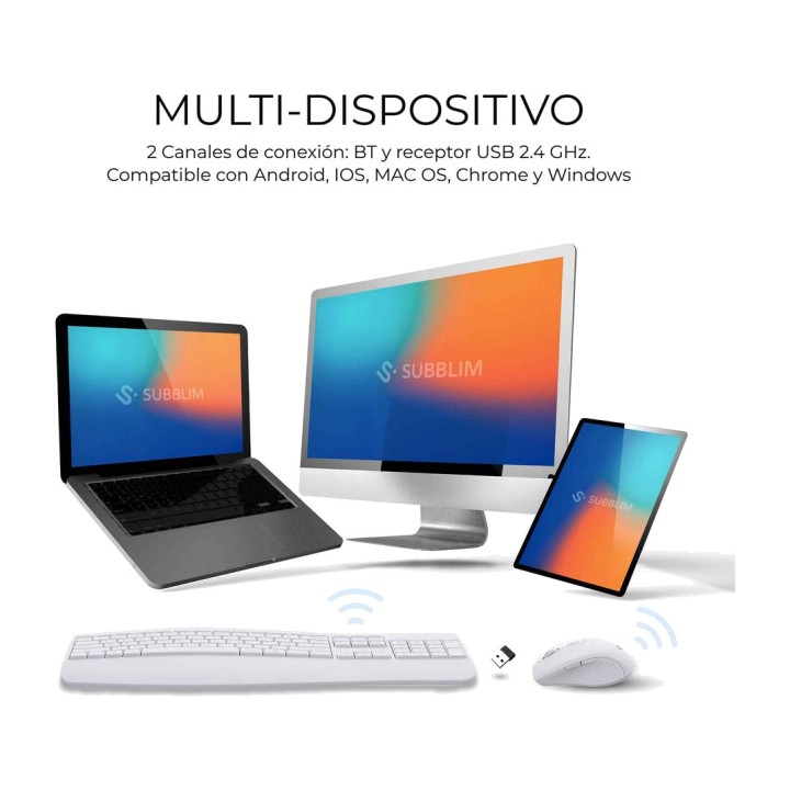 SUBBLIM Ensemble clavier et souris sans fil à double