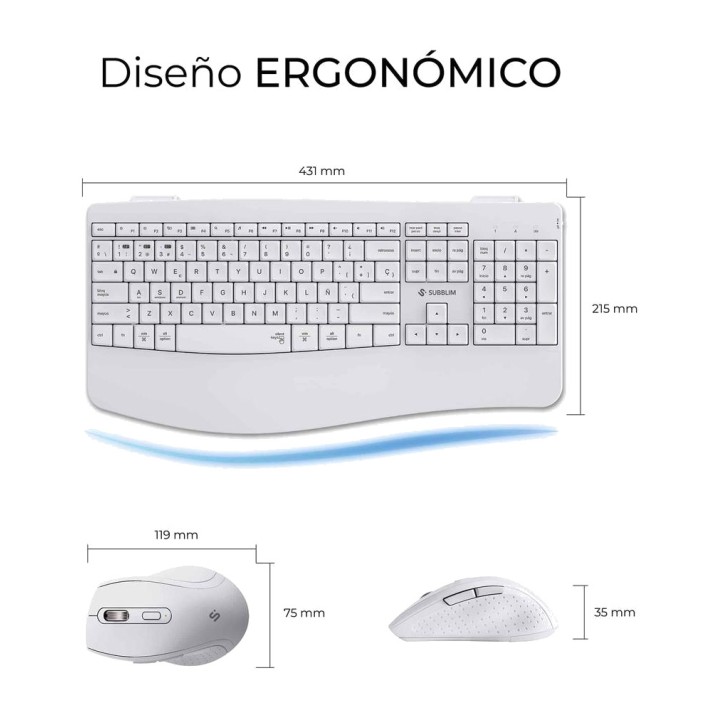 SUBBLIM Wireless keyboard and mouse combo with dual