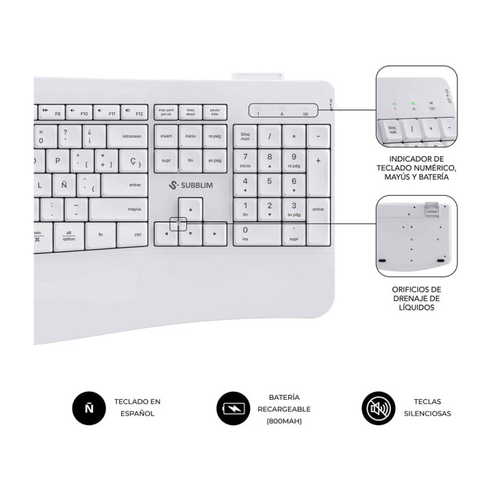 SUBBLIM Wireless keyboard and mouse combo with dual