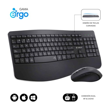 pack de teclado y ratón inalámbricos de doble conexión bluetooth y usb dual-office-prowave