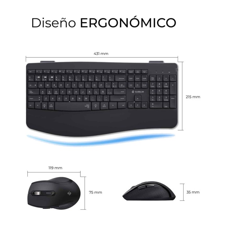 SUBBLIM Ensemble clavier et souris sans fil à double
