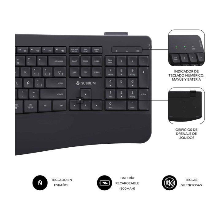 SUBBLIM Pack de teclado y ratón inalámbricos de doble