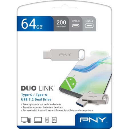 clé usb avec double connecteur a et c duo-link 64gb 3.2