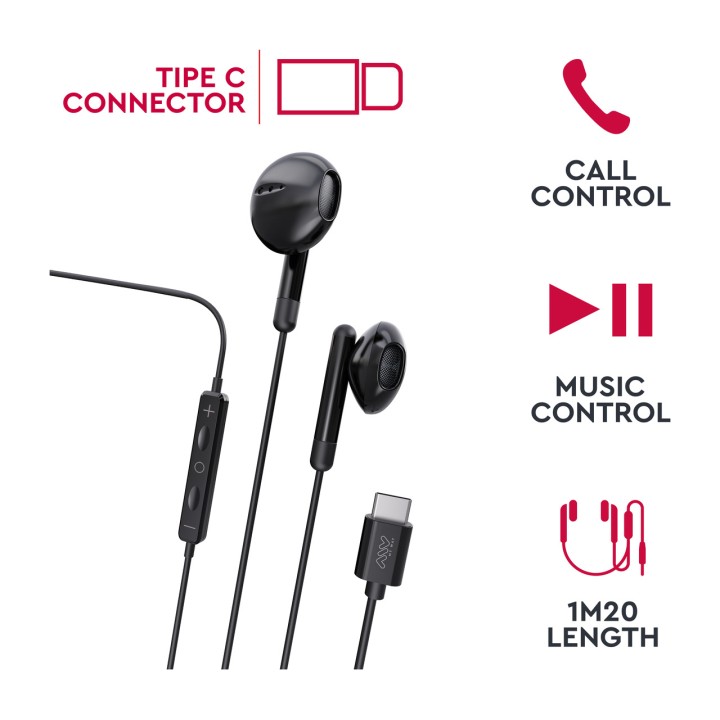 MYWAY Auriculares con cable USB tipo C y micrófono