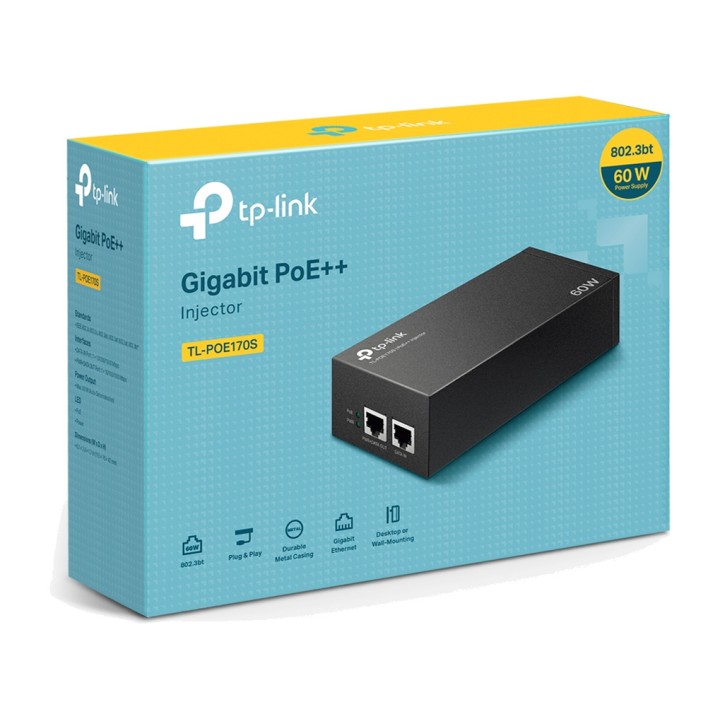 TP-LINK Injecteur Gigabit PoE++ jusqu’à 60 W TL-POE170S
