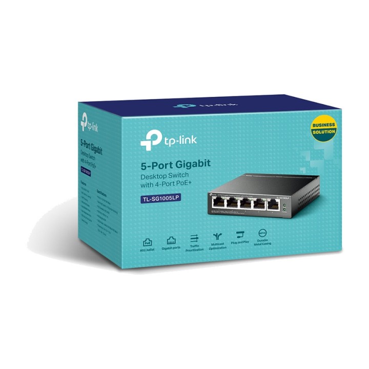 TP-LINK 5-Port-Gigabit-Switch, unmanaged, mit 4 PoE+