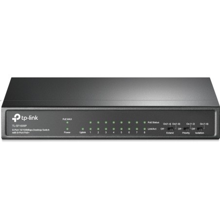 switch no gestionado fast ethernet de 9 puertos con 8 poe+ tl-sf1009p