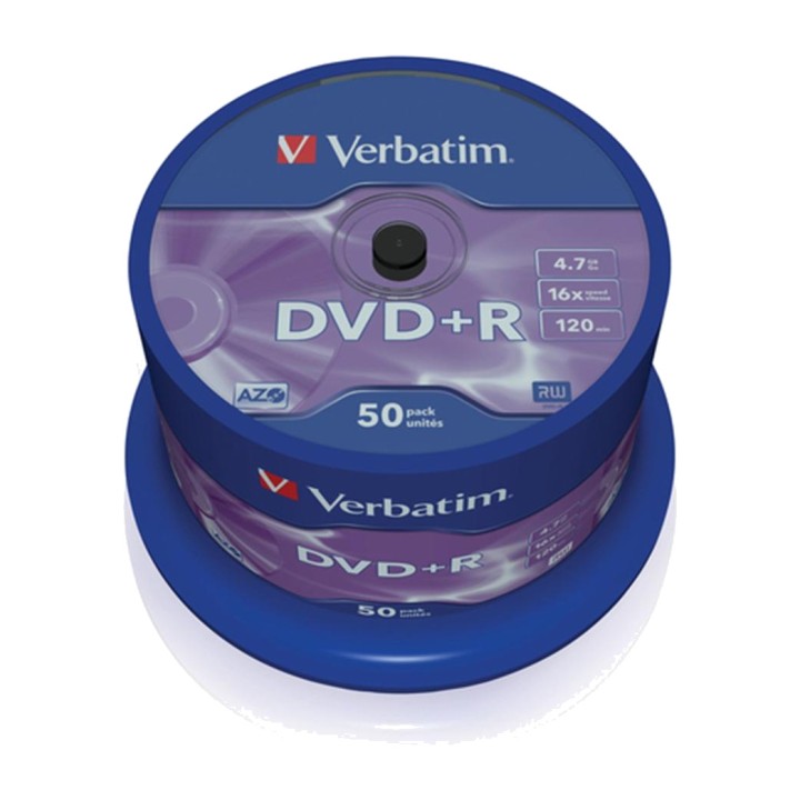 VERBATIM Recordable blank discs DVD+R-4,7GB 16X 50 UDS 43550