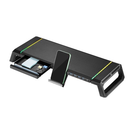 rehausseur d'écran pliable avec tiroir et support pour téléphone portable ew1268 rgb-4x-usb-3.0 27" 20kg