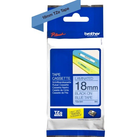 black on blue laminated tape for label maker tze-541 18mm