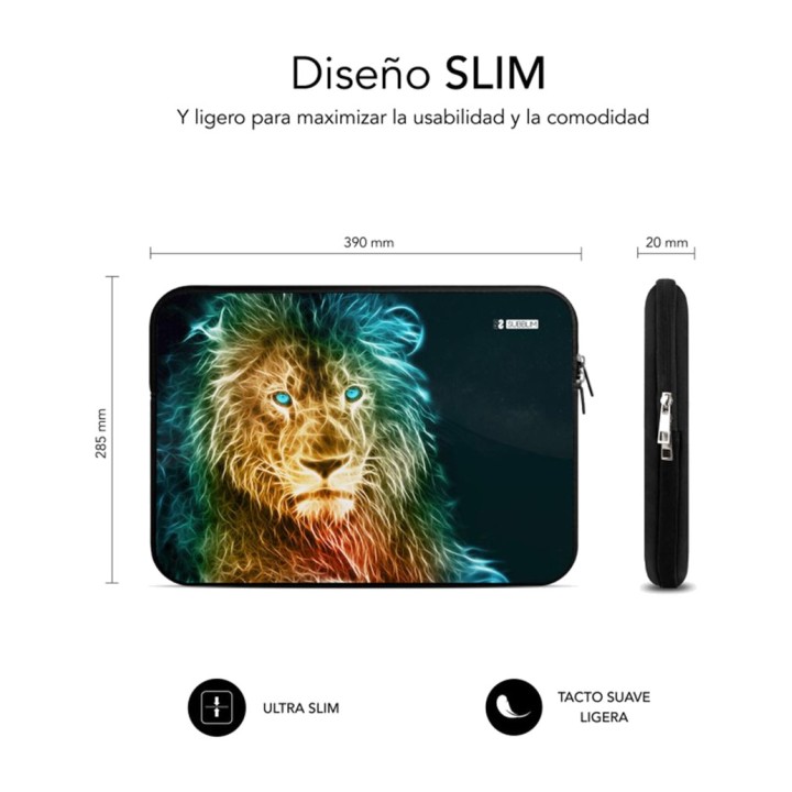 SUBBLIM Neoprene laptop sleeve with lion design for