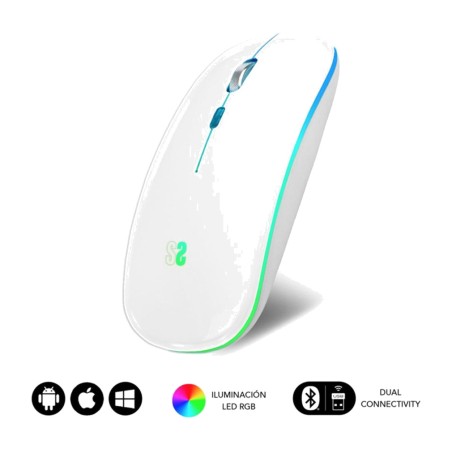 ultra-slim rechargeable wireless mouse with led light, bluetooth and rf ld-flat 1600dpi bt-5.1
