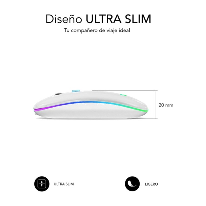 SUBBLIM Ultra-slim rechargeable wireless mouse with LED