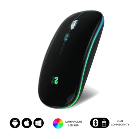 souris sans fil rechargeable ultra-fine avec éclairage led, bluetooth et rf ld-flat 1600dpi bt-5.1