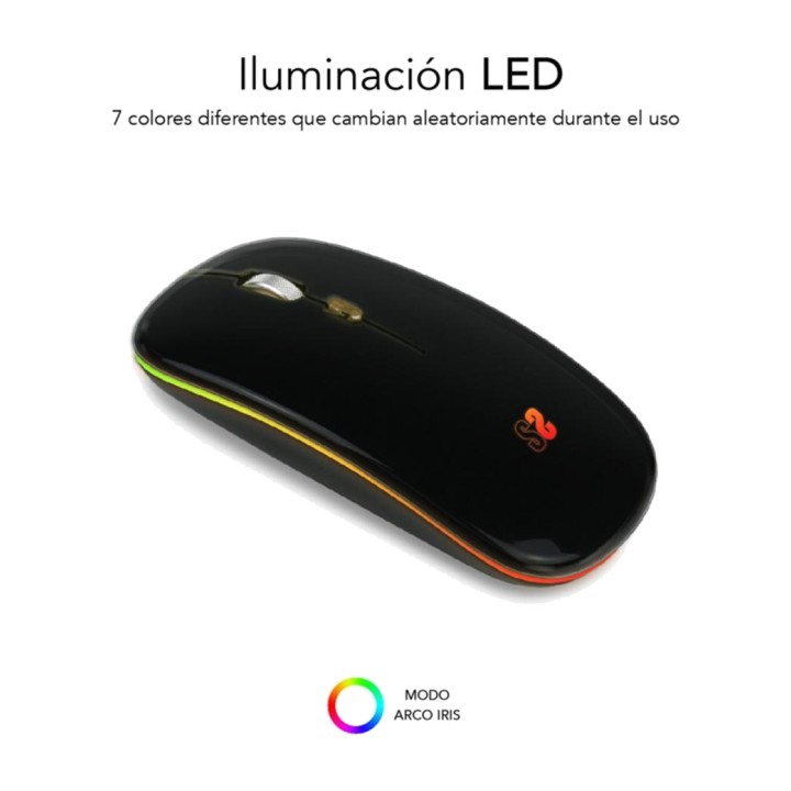 SUBBLIM Ratón inalámbrico recargable ultrafino con luz LED