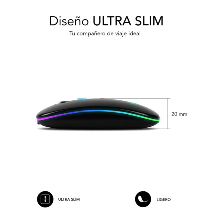 SUBBLIM Mouse wireless ricaricabile ultrasottile con luce