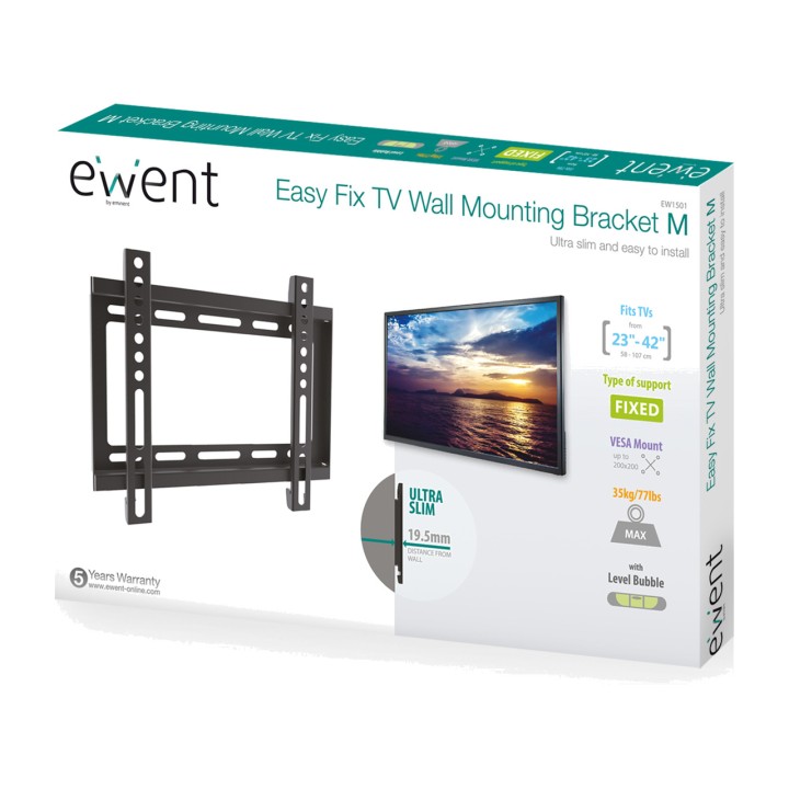 EWENT Support mural fixe extra-plat pour téléviseur EW1501