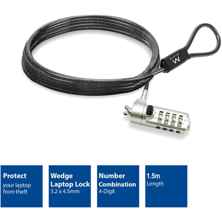 EWENT Combination laptop security cable EW1243 MGS0000015623