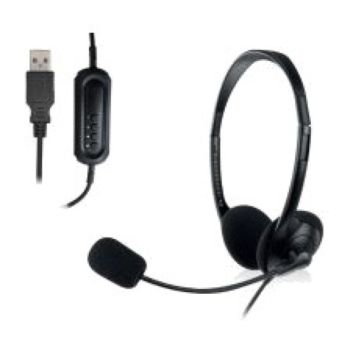 EWENT USB-Headset mit Mikrofon und Inline-Fernbedienung