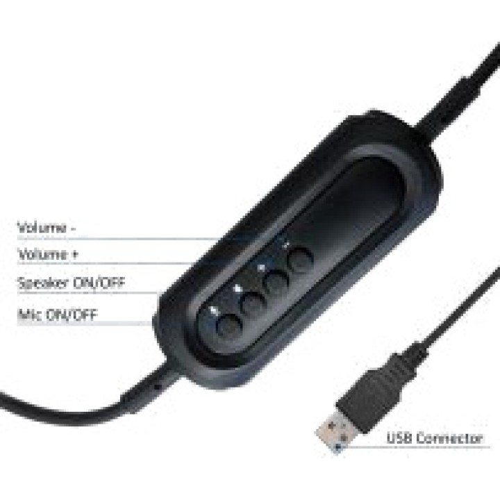 EWENT Casque USB avec microphone et télécommande sur le