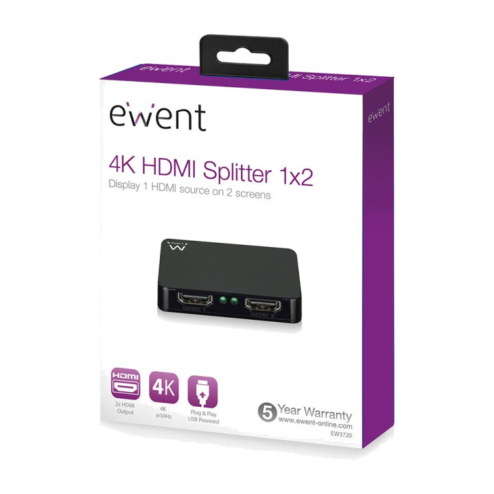 EWENT Répartiteur HDMI avec deux sorties EW3720 4K 1X2