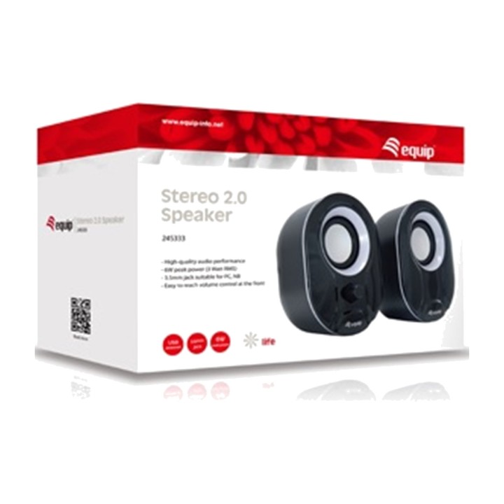 EQUIP Difuzoare stereo 2.0 pentru PC cu control frontal al