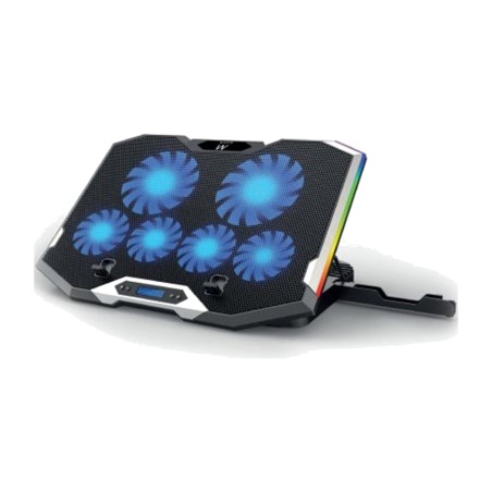 wielokątowa podstawa chłodząca do laptopa z sześcioma wentylatorami i dwoma portami usb ew1260 rgb-17"