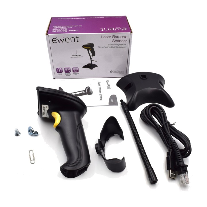 EWENT Kabelgebundener Laser-Barcodescanner EW3400 1D-USB