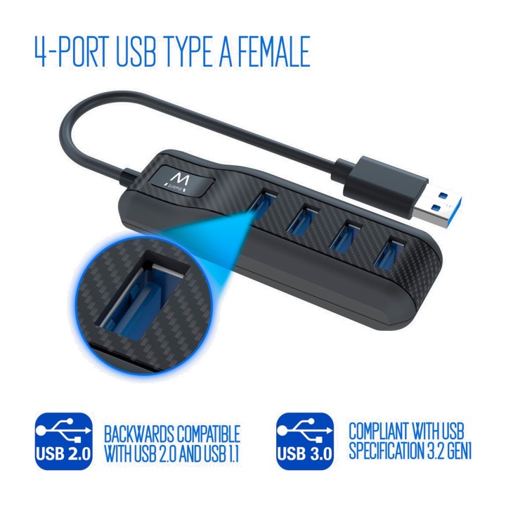EWENT Hub USB a 4 porte EW1138 3.1 GEN1 15CM MGS0000001820
