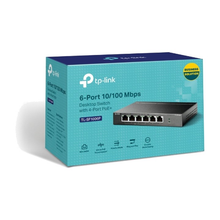 TP-LINK Unmanaged Fast-Ethernet-Switch mit 6 Ports und 4