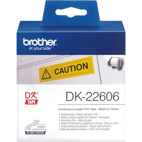rotolo di nastro continuo in pellicola gialla per stampante di etichette dk-22606 62mm 15,24m