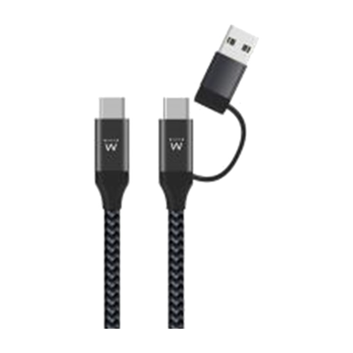 EWENT Punottu latauskaapeli 2 in 1 USB EW9918 C-C/A 60W 1M