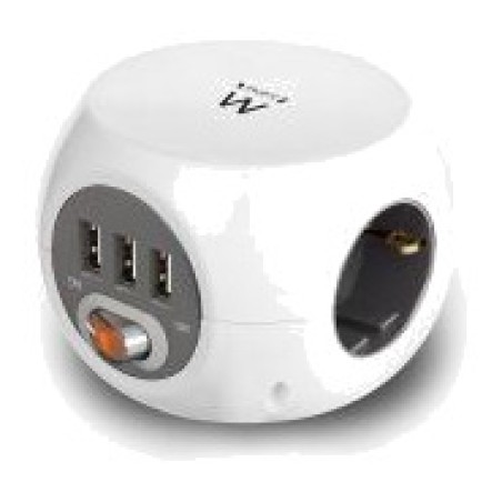 regleta cúbica de sobremesa con cargador ew3939 3-schuko 3-usb 1,5m