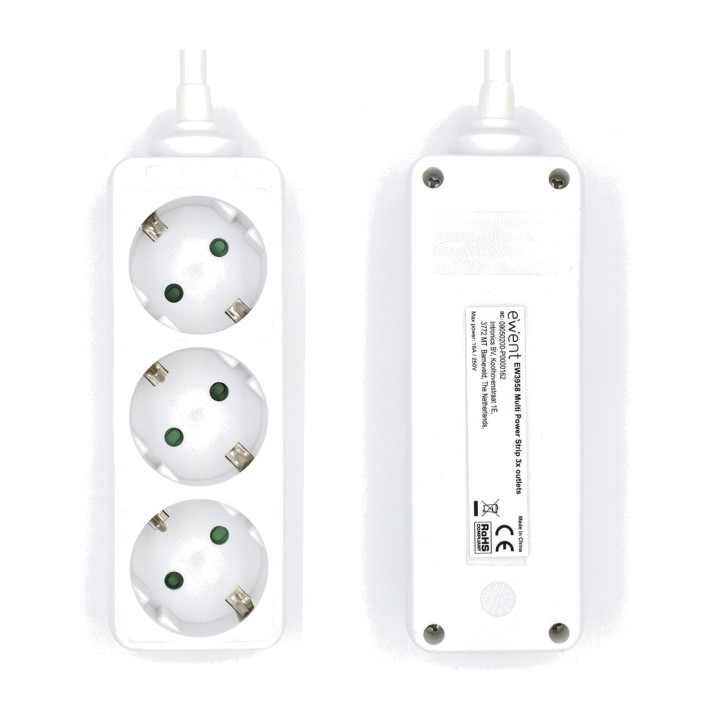 EWENT Regleta con protección infantil 3-SCHUKO 1,5M