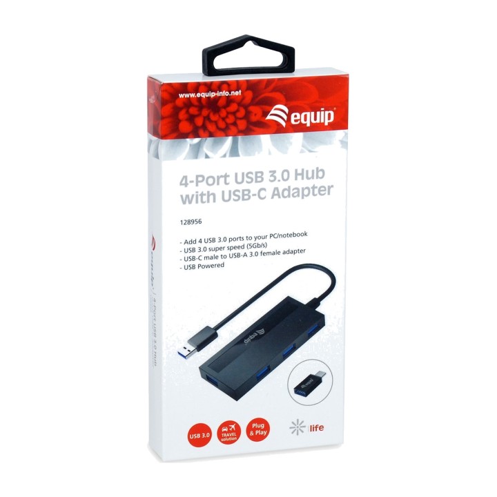 EQUIP Hub USB 4 ports avec adaptateur Type-C LIFE 3.0 5GBPS