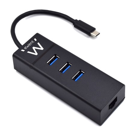 hub usb-c con 3 puertos y red gigabit ew1141 3.1 gen1 rj45