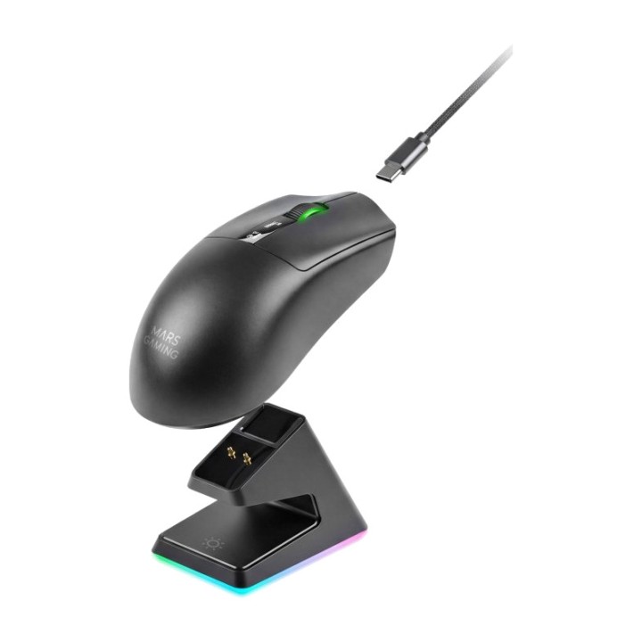 MARS GAMING Mouse wireless con display OLED e base di