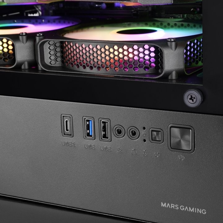 MARS GAMING Compact PC case with tempered glass window
