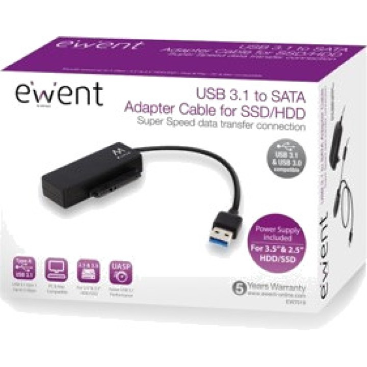 EWENT Cavo adattatore da USB a SATA per disco rigido con