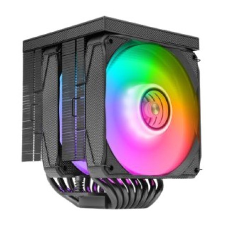 disipador de aire de doble torre para cpu con pantalla e iluminación argb mcpu-lcdpro 2x120mm