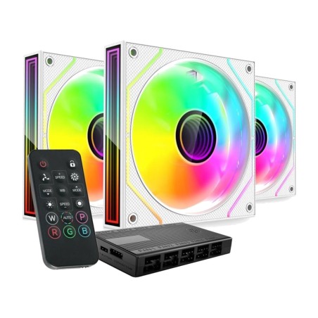 pc-gehäuselüfter-kit mit argb-beleuchtung, hub und fernbedienung mf-3dprokit 3x120mm