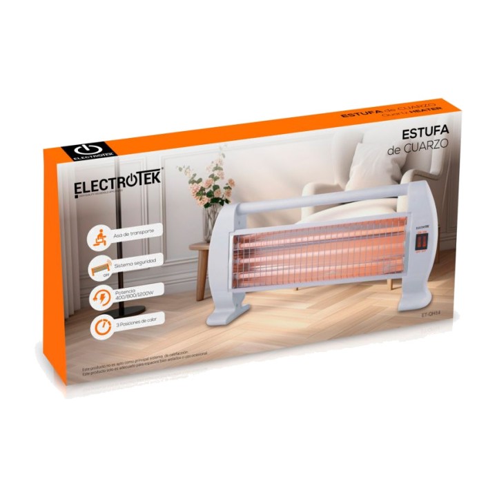 ELECTROTEK Radiateur à quartz avec 3 niveaux de puissance et