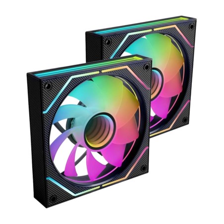 kit de ventiladores pwm de aspas invertidas para caja de pc con iluminación argb mf-3dprox2r 2x120mm