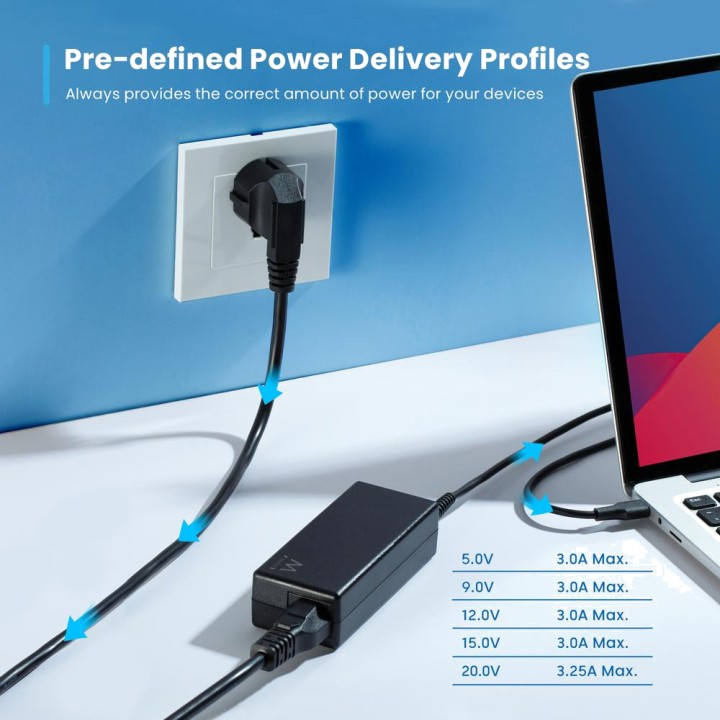 EWENT USB-C-Ladegerät für Laptops mit Power Delivery 65W